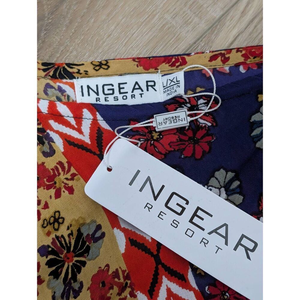 Ingear Resort Harem Jumpsuit L/XL Boho Wide Leg Romper Pockets Patchwork - Picture 4 of 11